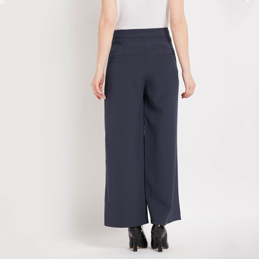 Solid Flared Trousers, Teal Blue, large image number null