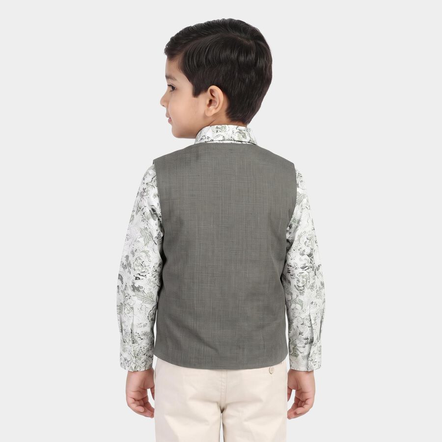 Boys Green Cotton Collar Shirt, Light Green, large