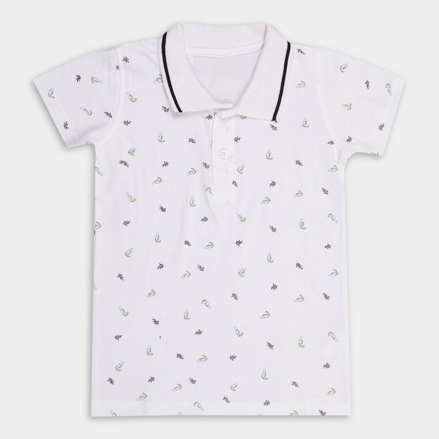 Boys' 100% Cotton Half Sleeves T-Shirt, White, large image number null