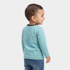 Infants Blue Cotton Round Neck Regular T-Shirt, Teal Blue, small