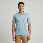 Men's Aqua Cotton Polo Collar Casual T-Shirt, एक्वा, small