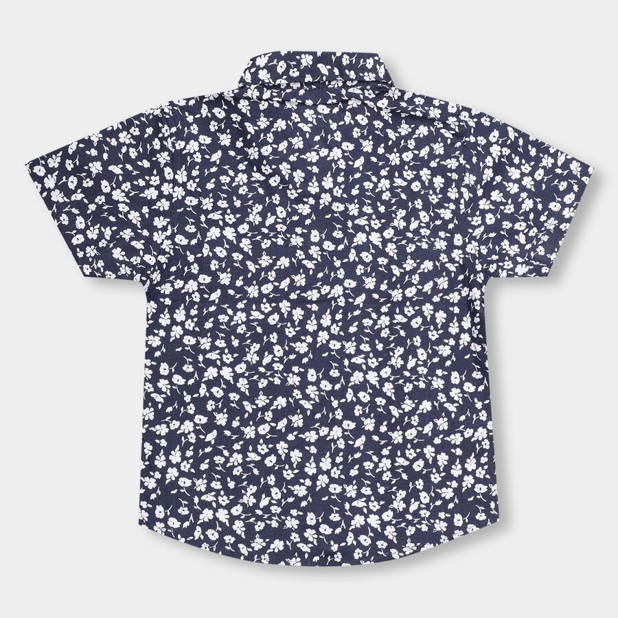 Infants' Deep Midnight Navy Blue Cotton Regular Collar Casual Shirt, नेवी ब्लू, large image number null