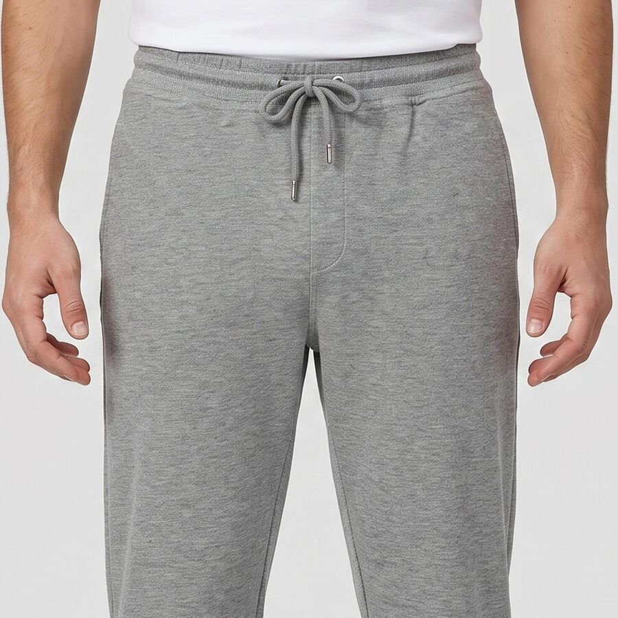 Men's Grey Straight Fit Track Pants, मिश्रित हल्का ग्रे, large