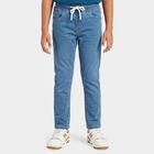 Boys' Light Blue Drawstring Jeans, Mid Blue, small