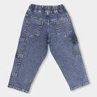 Boys' Stonewashed Blue Regular Fit Cargo Jeans, मध्यम नीला, small image number null