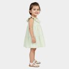Infants' Green Striped Tiered Sleeveless Cotton Frock, Light Green, small