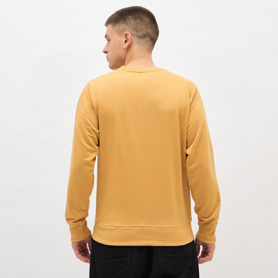 Men's Mustard Crew Neck Casual Sweatshirt, मस्टर्ड, large image number null