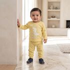 Infants' Yellow Round Neck Graphic Print Baba Suit, Yellow, small
