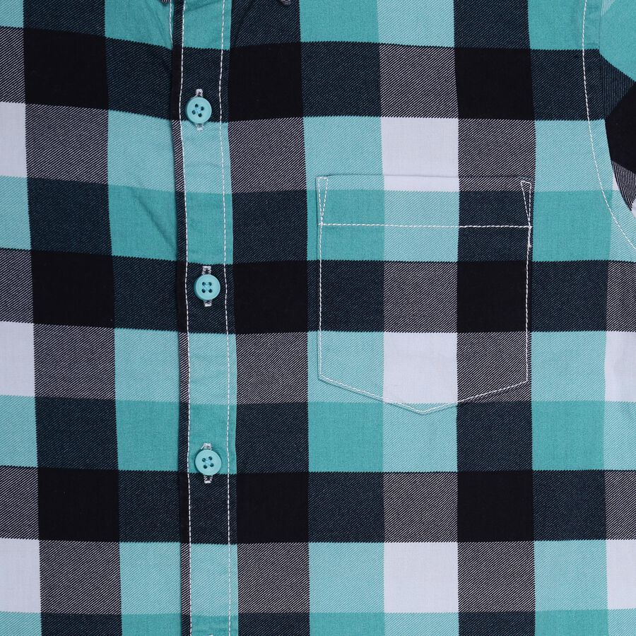 Boys' Bright Turquoise Cotton Regular Collar Casual Shirt, Mid Blue, large image number null