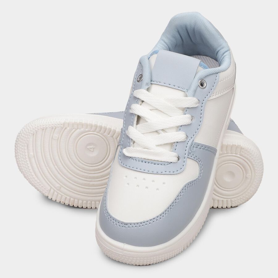 Women's Light Powder Blue and White Lace-Up Casual Sneakers, Blue, large