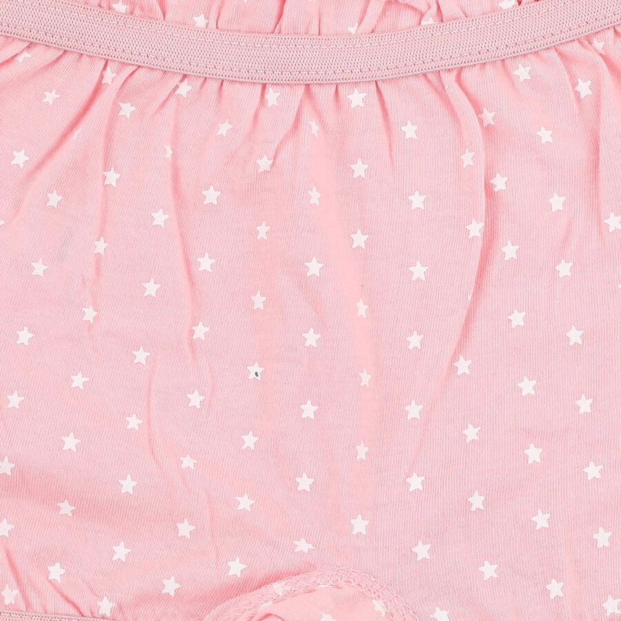 Girls' Soft Pink Relaxed Fit Star Print Ruffle Bloomers, Pink, large image number null