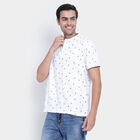 Cotton Printed Henley T-Shirt, White, small image number null