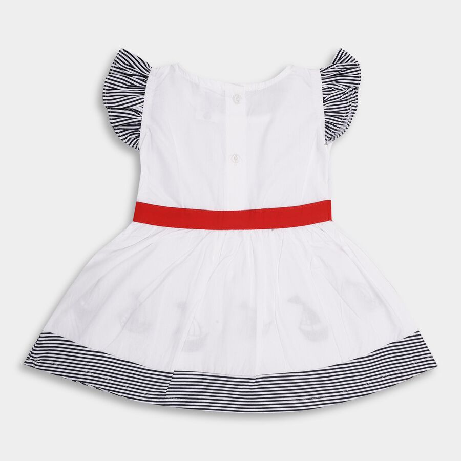 Infant Girls' 100% Cotton Frock, नेवी ब्लू, large