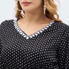 Women's Jet Black V-Neck Polka Dot Kurti, काला, small image number null