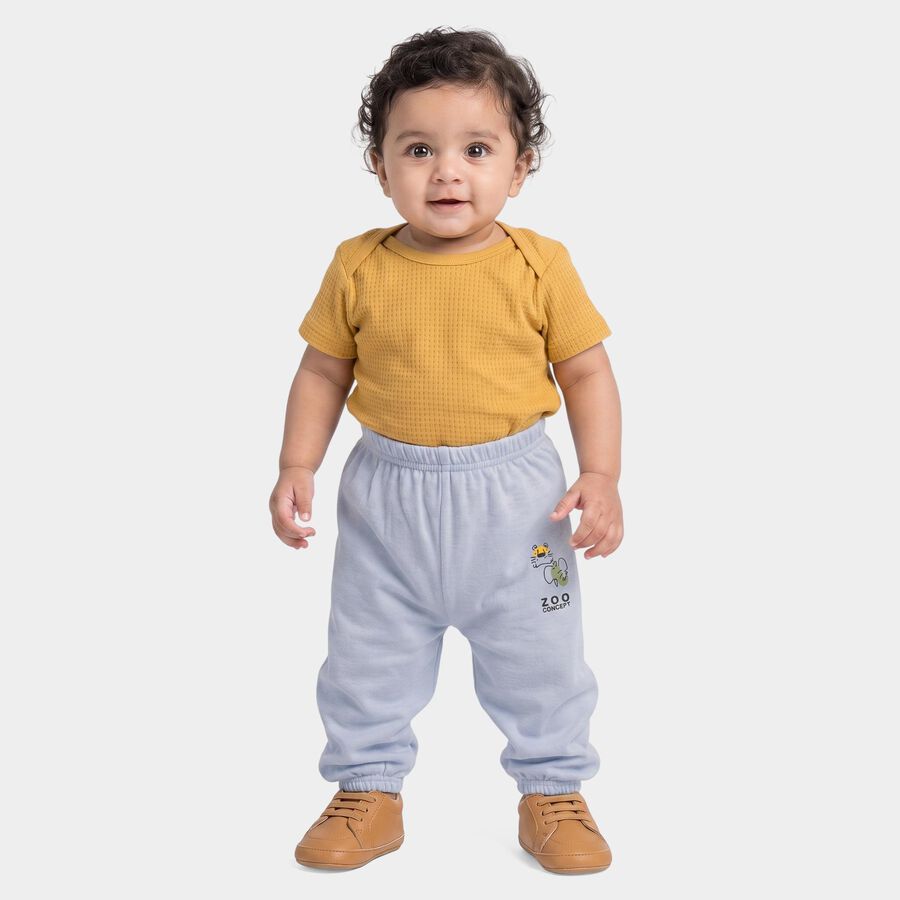 Infants' Light Blue Jogger Graphic Printed Cotton Pyjama, Light Blue, large