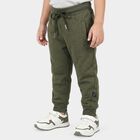 Boys Olive Green Jogger Solid Cotton Blend Pyjama, Olive, small