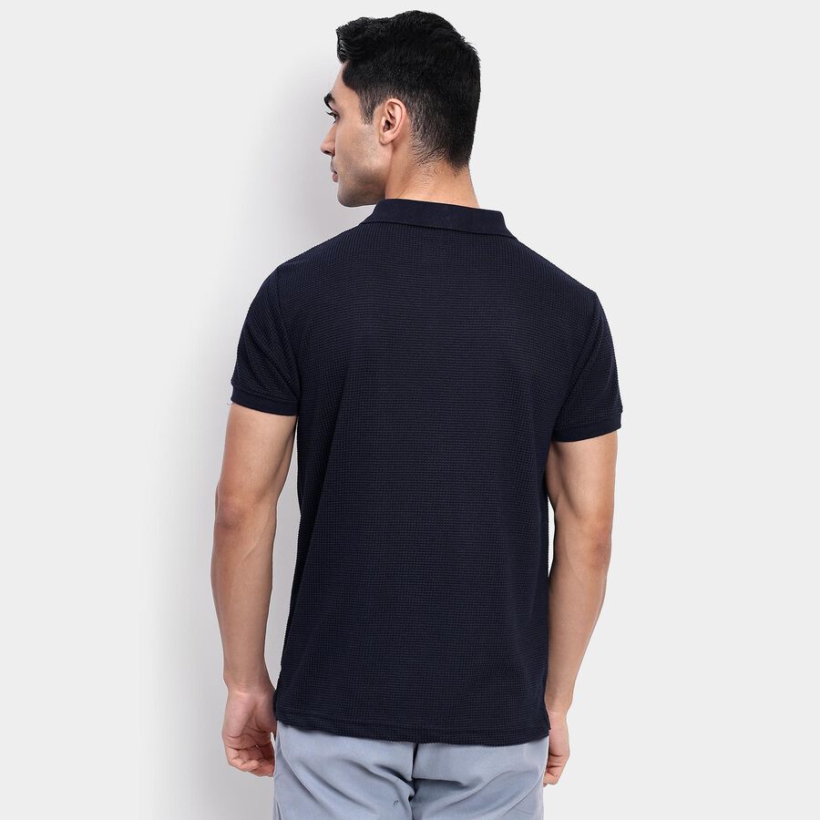 Men's Collared Half Sleeves T-Shirt, Navy Blue, large image number null