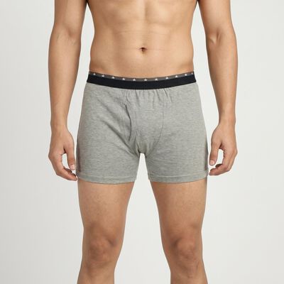 Men's Mid Grey Regular Fit Solid Trunks