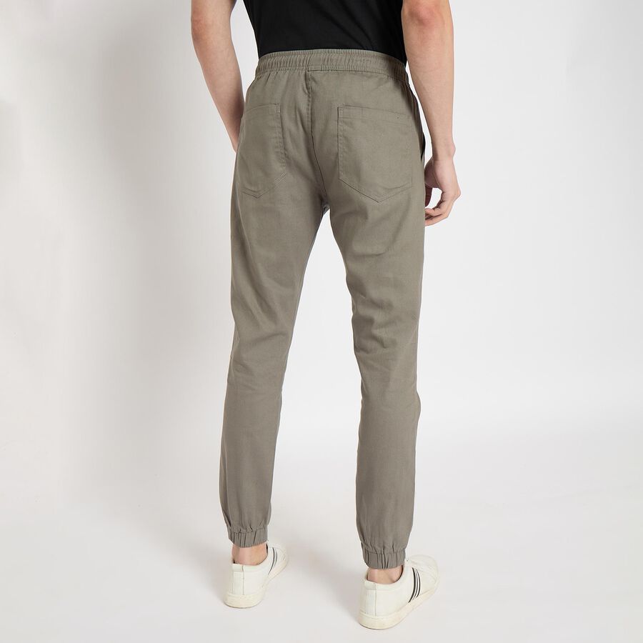 Men's 100% Cotton Slim Fit Casual Trousers , Light Grey, large image number null