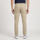 Men's Beige Slim Fit Drawstring Casual Trousers, Beige, small
