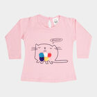 Infants Cotton Round Neck T-Shirt, Pink, small image number null