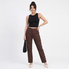 Women Brown Straight Fit Cargo Trousers, Brown, small