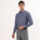 Men's Deep Midnight Navy Blue Button Down Slim Fit Formal Shirt, Navy Blue, small image number null