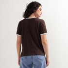 Ladies' 100% Cotton Round Neck T-Shirt , Brown, small