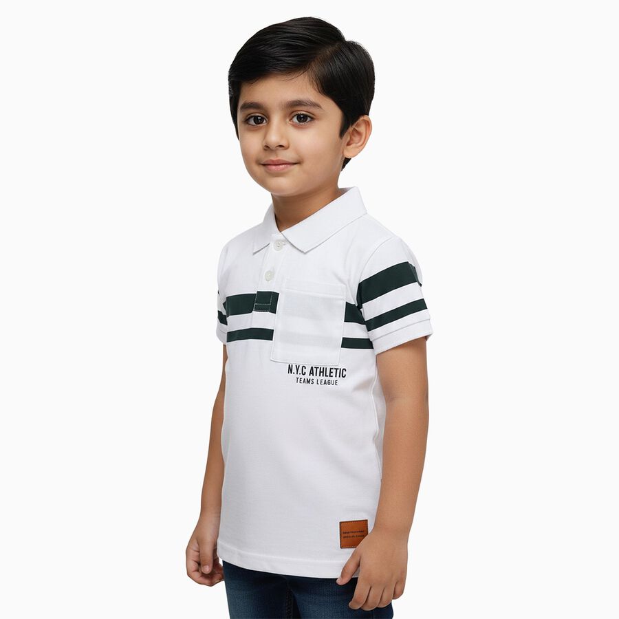 Boys' Half Sleeves T-Shirt, White, large image number null