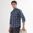 Men's 100% Cotton Regular Collar Casual Shirt, Dark Blue, small image number null