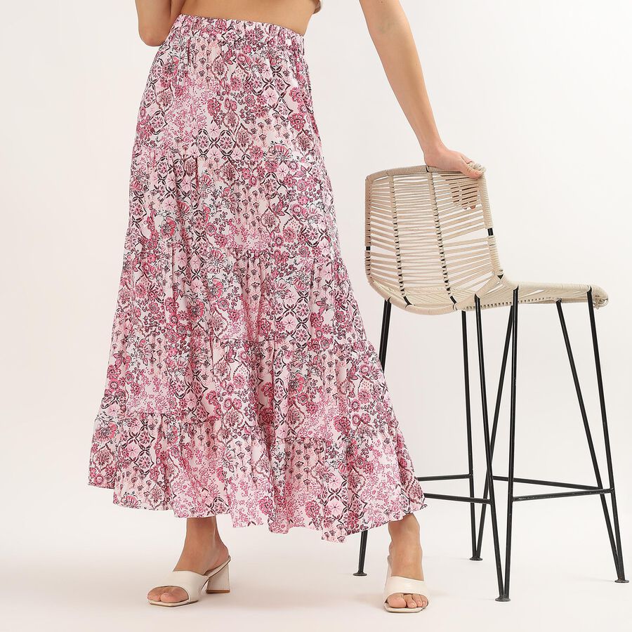 Women's Pink Regular-Fit Pleated Maxi Skirt, गुलाबी, large