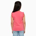 Girls Bright Coral Pink Cotton Round Neck Casual Sleeveless T-Shirt, Pink, small image number null