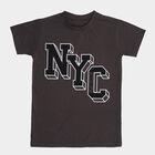 Boys Dark Charcoal Grey Crew Neck Casual T-Shirt, गहरा ग्रे, small image number null