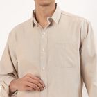 Men's Light Beige Classic Collar Casual Shirt, Beige, small image number null