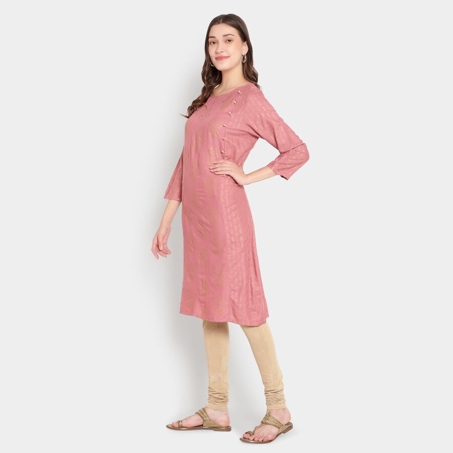 Printed 3/4Th Sleeves Kurta, Purple, large image number null