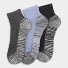 Men's Dark Charcoal Gray and Light Powder Blue Striped Ankle Socks, Mid Blue, small image number null