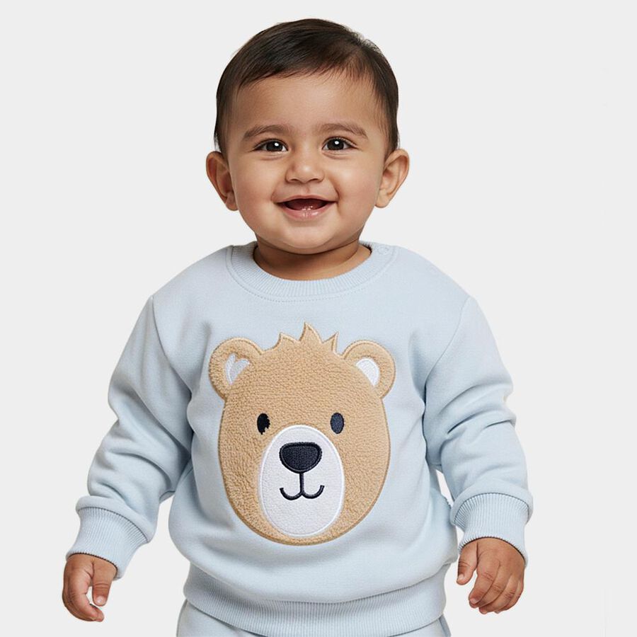 Infants Light Baby Blue Crew Neck Casual Sweatshirt, Light Blue, large image number null