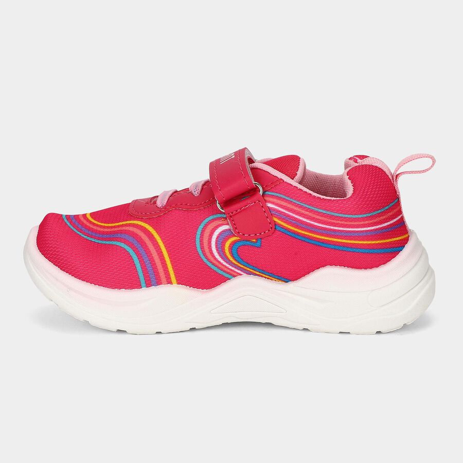 Girls Pink Velcro Strap Sneakers, Pink, large
