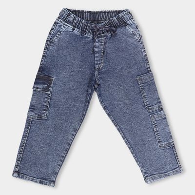 Boys' Stonewashed Blue Regular Fit Cargo Jeans