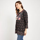 3/4Th Sleeves Straight Kurti, काला, small image number null