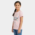 Girls Pink Round Neck Regular T-Shirt, Light Pink, small
