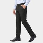 Men's Charcoal Slim Fit Flat-Front Formal Trousers, चारकोल, small