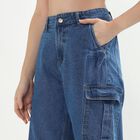 Ladies' 100% Cotton Denim Jeans, मध्यम नीला, small image number null