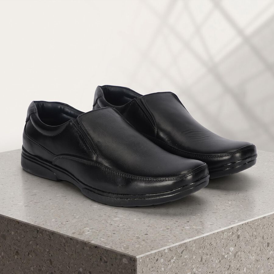 Men's Black Slip-On Loafer Formal Shoes, Black, large