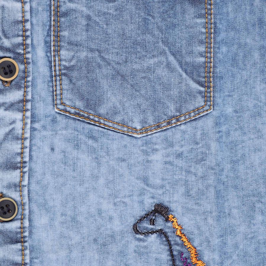Boys Solid Casual Shirt, मध्यम नीला, large image number null