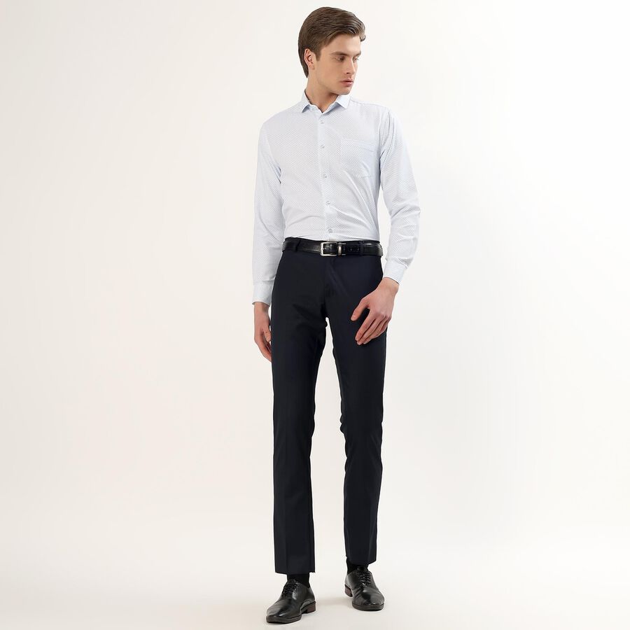 Men's Deep Midnight Navy Slim Fit Flat-Front Formal Trousers, Navy Blue, large