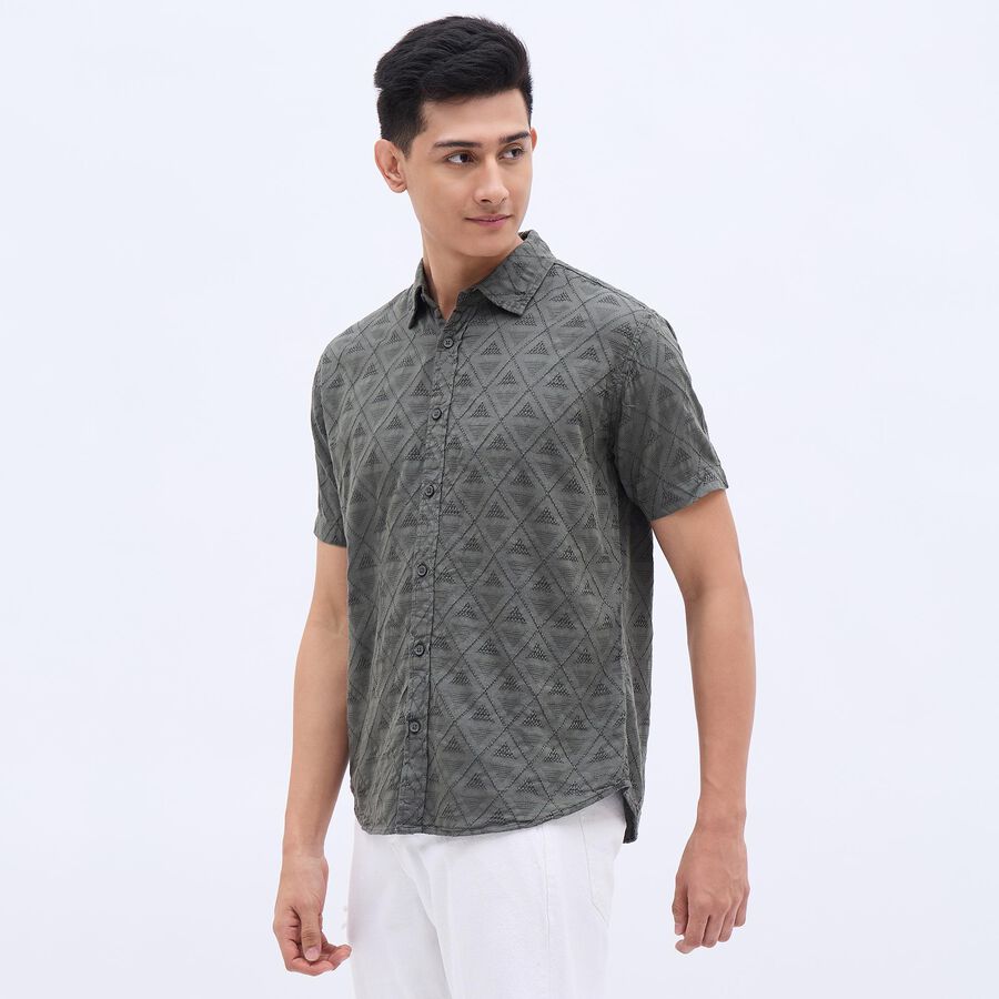Men's Olive Green Regular Collar Casual Shirt, Olive, large image number null