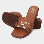 Women's Tan Slip-On Block Heel Sandals, Tan, small