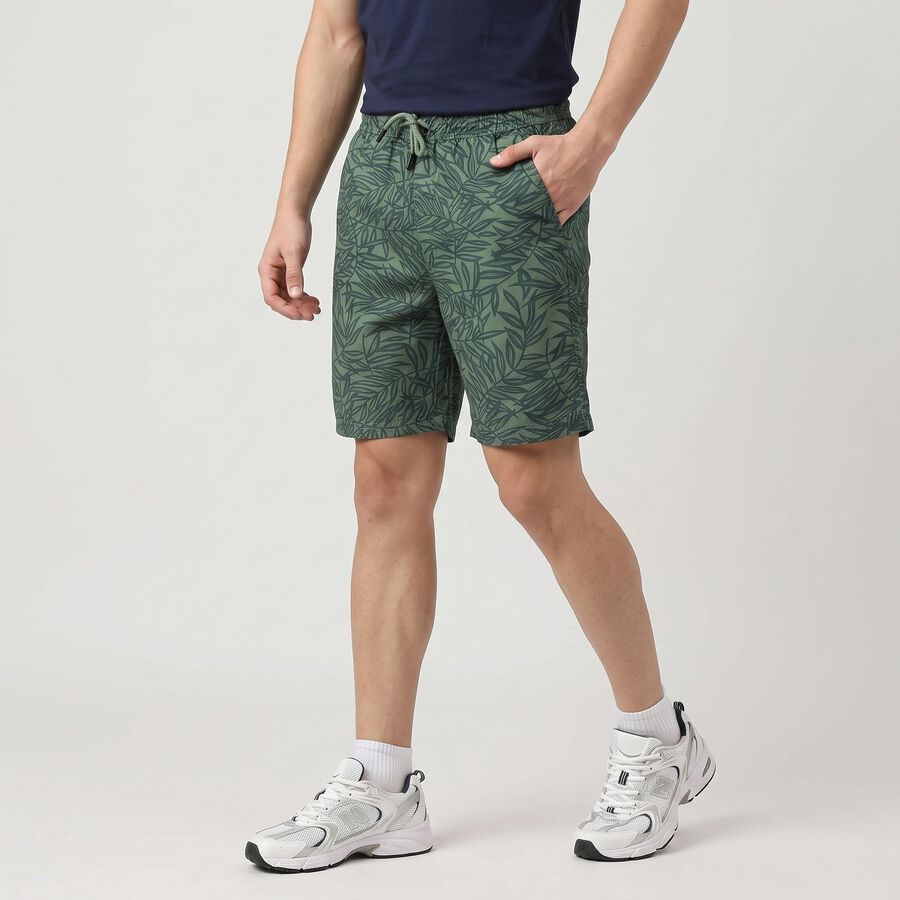 Men's Green Regular Fit Cotton Bermuda Shorts, Light Green, large