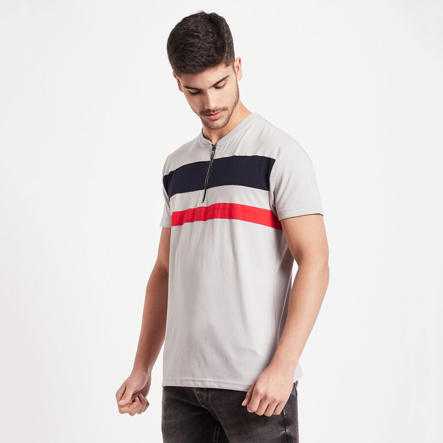 Stripes Henley T-Shirt, Light Grey, large image number null